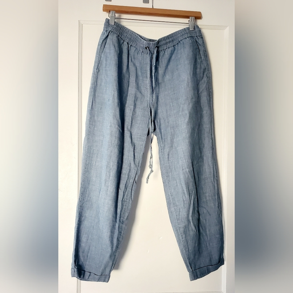 J. Crew City Joggers Linen Chambray Cropped Pants